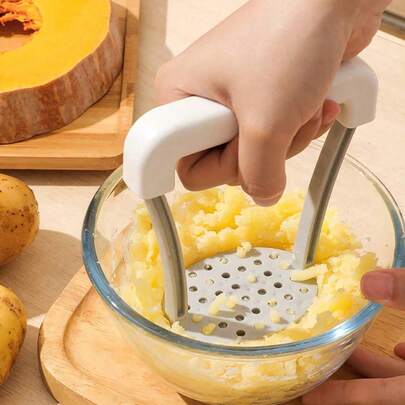 1 Bộ dụng cụ nghiền khoai tây bằng tay, bằng nhựa bền, dụng cụ nghiền rau củ quả cầm tay thiết yếu cho nhà bếp.