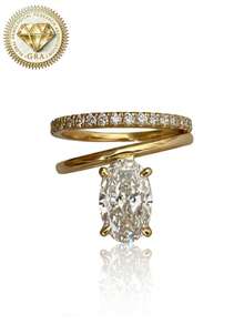 1pc Women's Engagement Ring, Double Hoop Gold-Edged Twisted Oval Ring, 3.8g S925 Sterling Silver, 2ct Moissanite, Bohemian Palace Style, Engagement, Proposal, Wedding Anniversary, Valentine's Day Gift, Comes With Moissanite Certificate And Elegant Gift Box - Gold - View 10