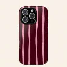 Burgundy And Pink Striped - Eye-Catching Candy Stripe Design For IPhone 17, 16, 15, 14, 13, 12, 11 - Burgundy Red and Pink - View 1