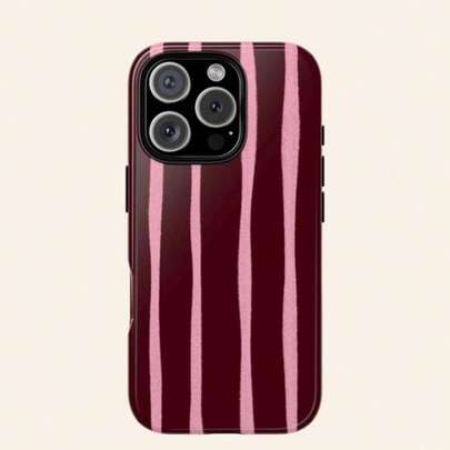 Burgundy And Pink Striped - Eye-Catching Candy Stripe Design For IPhone 17, 16, 15, 14, 13, 12, 11