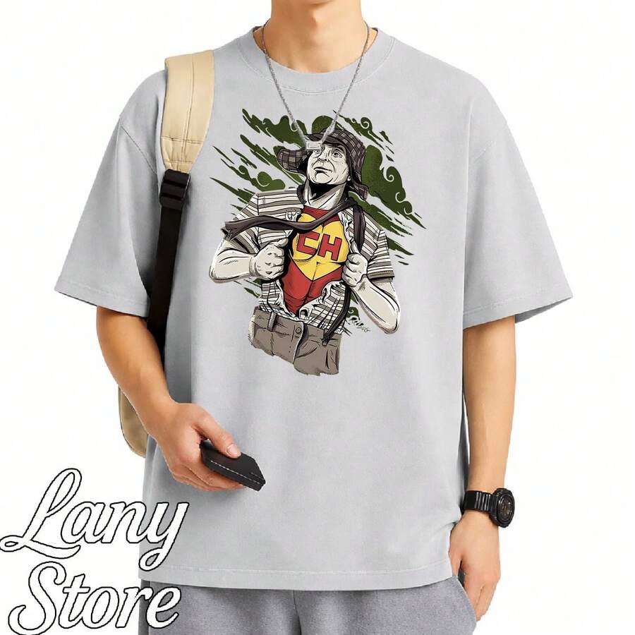 Chesperito Chapolin Chaves T-Shirt Drawing Series Movie Blouse Shirt Unisex 100% Cotton New Release Shipping Various Colors!! PLUS SIZE - 灰色 - 查看 1
