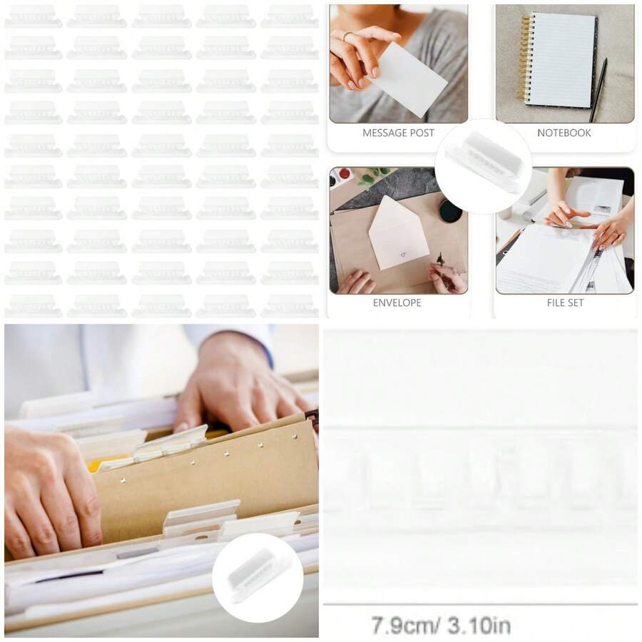 100 Uds Pestañas Para Carpetas Colgantes Etiquetas Para Archivos Clasificación Organizador Documentos Portátiles Para Oficina - como en la foto - Ver 1