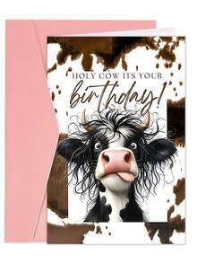 1pc Cute Cow Birthday Card With Envelope - Funny Cow Design With "Happy Birthday" Text, Perfect For Family, Friends - Sets - View 14