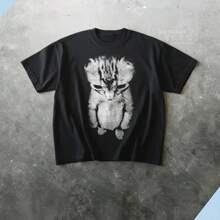 Sad Kitten Meme Standing Cat T-Shirt - màu đen - Xem 1