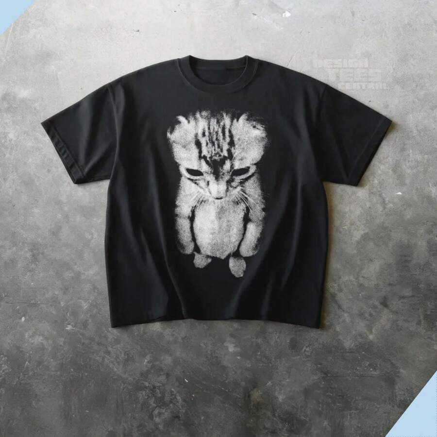 Sad Kitten Meme Standing Cat T-Shirt - màu đen - Xem 1