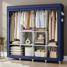 Large Folding Wardrobe Closet Clothes Organizer Shoe Rack - Màu xanh lam - Xem 7