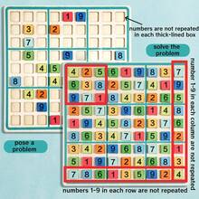 Juego de Sudoku de 9 cuadrículas de arcoíris de madera para niños con libro de Sudoku, juguetes interactivos de rompecabezas para el desarrollo del pensamiento lógico, regalo de cumpleaños, juguete educativo de aprendizaje matemático - Multicolor - Ver 4