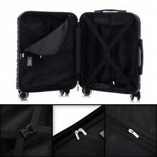 可扩展大号ABS+PC行李箱，75x49x31厘米 - 扩展后33.50厘米 | 114升 - 123升 | 28英寸 | 25公斤承重，半硬壳密码锁 - 黑色/海军蓝/黄色/薄荷绿/玫瑰金/绿色/浅粉色/蓝绿色 - 黑色 | L | 可擴展 - 查看 6