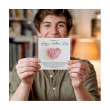 5pcs Pink Crochet Heart-Shaped Mother's Day Greeting Cards, Suitable For Gifting - Multicolor - View 5