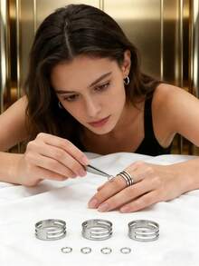 1/5/10/20/30/50/100 piezas Anillos divididos abiertos, anillos divididos convenientes adecuados para la fabricación de joyas, pulseras, collares - Amarillo Oro - Ver 2