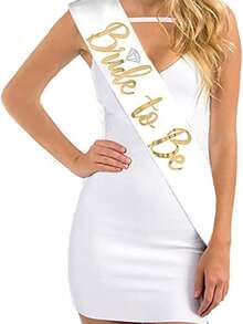 BRIDE TO BE Sash Veil Set 3PCS Bride Party Set Veil Hair Clasp Head Band Shoulder Ribbons Shoulder Belt Bridal Single Party Set - 3pcs - View 4