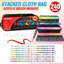 240色丙烯颜料马克笔套装，笔头柔软，自动上墨，色彩鲜艳，可堆叠，覆盖力强，适用于陶瓷、织物、木材、画布、玻璃、鸡蛋、石头绘画和DIY工艺品制作。 - 彩色 - 查看 19