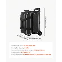 Accesorios de bolos - Tasche mit integriertem Trolley, 2 Bälle, Schwarz-Weiß - Ver 7