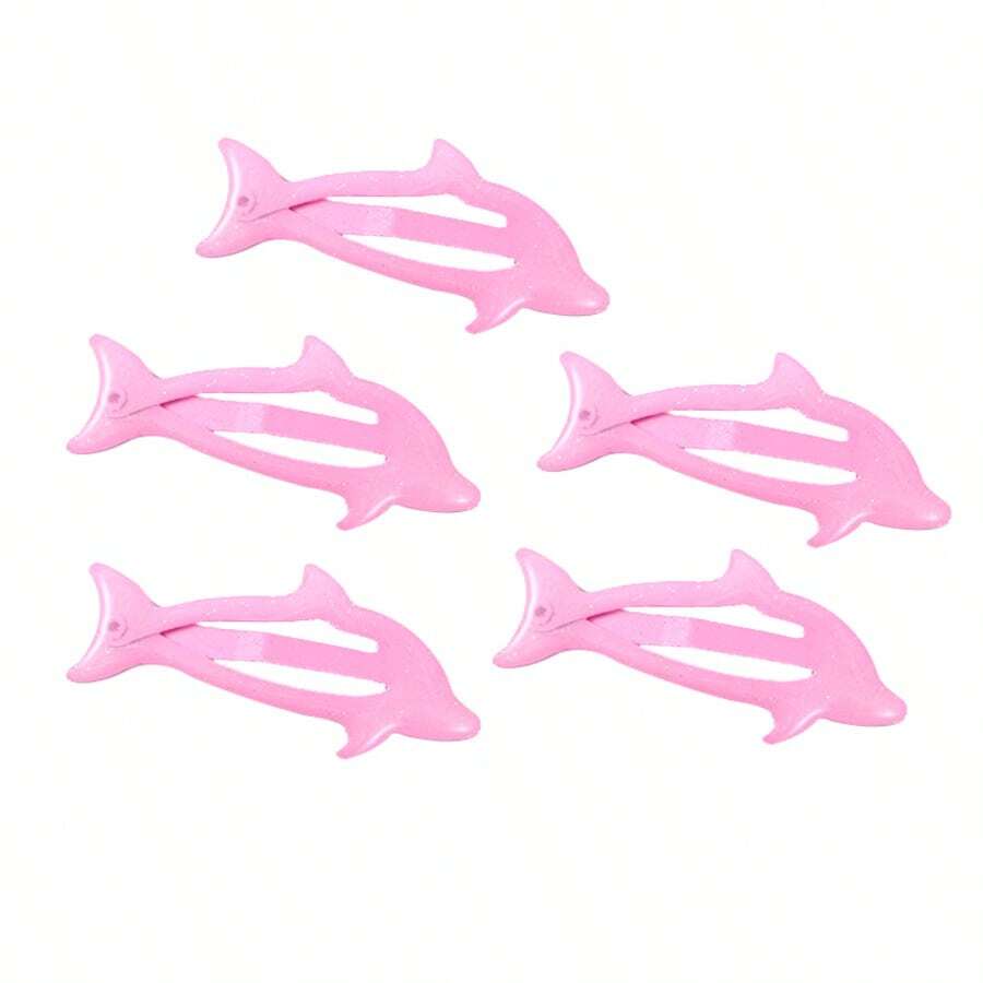 可爱粉色海豚发夹，女士刘海配饰，简约发卡，清新可爱，发爪，发夹，发卡 - 粉色 - 查看 1