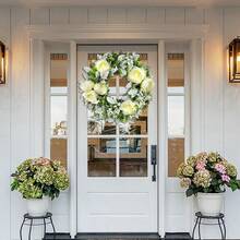 Artificial Spring Wreaths For Front Door 18 Inch Peony Wreath Summer Wreath With Peony Flower For Front Door Indoor Outdoor Wedding Home Wall Window Festival Decoration - B - 查看 6