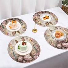 4 pezzi di tovagliette pasquali, con simpatico motivo a coniglio e decorazioni floreali, adatte per feste, pranzi, decorazioni natalizie e decorazioni pasquali. Dimensioni: 38*38cm, adatte per decorazioni stagionali domestiche, decorazioni tavola per le feste, stile country, materiale lavabile, ideali per decorazioni tavola per le feste e intrattenimento domestico, ottimo anche come regalo. - Multicolore - Visualizzare 9