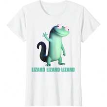 Weirdcore Animal Funny Lizard Lizard Lizard Meme Ladies' Crewneck T-Shirt - White - View 1