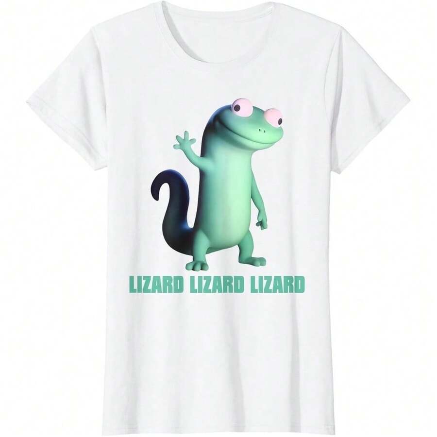 Weirdcore Animal Funny Lizard Lizard Lizard Meme Ladies' Crewneck T-Shirt - White - View 1