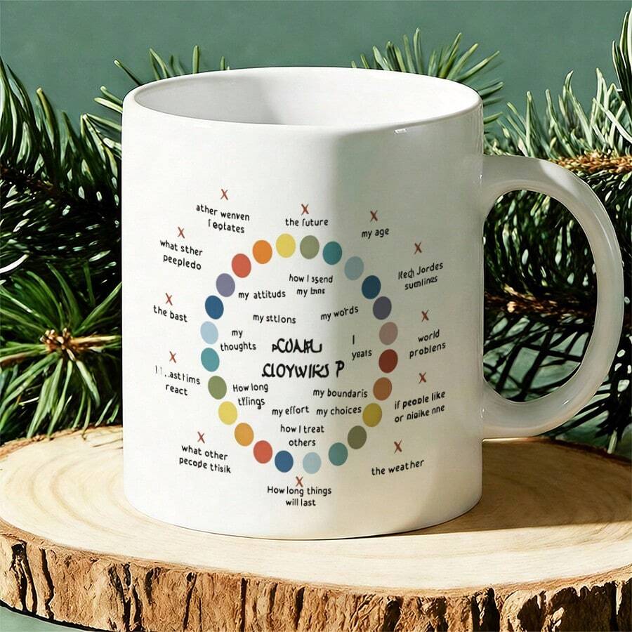 1 Pc 11oz Mug Available In 12 Colors. Inspirational Circle Of Control Mental Health Design Drinkware For Women Thinking About Personal Growth Boundaries And Self Care Positive Psychology Motivational Graphic For Birthday Or Mothers Day Gifts - 1Pc - 查看 1