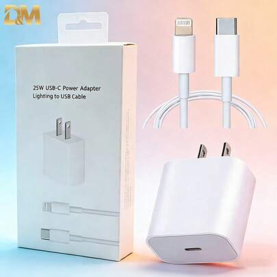D&M Cargador apple 25W,accesorios para celular,Incluye cargador y cable de datos, con capacidad de carga rápida.para teléfonos móviles,ipad,auriculares,cargador tipo c,11/11Pro/11 Pro Max/12 Mini/12 Pro/12 Pro Max/13 Mini/13 Pro/13 Pro Max/ X/XR/SX/XS Max/8Plus,GC-21