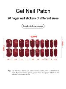Tiras de gel de uñas semi curadas, 20 piezas de envoltorios de calidad de salón de larga duración, pegatinas de gel de uñas fáciles de aplicar y quitar con luz UV - Rojo - Ver 4