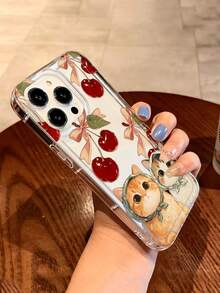 Cute Turban Cat With Cherry Transparent Pattern Print Full-Body Protection Shockproof Anti-Fall TPU Soft Rubber Phone Case Compatible With IPhone 13/11/17/17pro/16/14/15/15pro/15 Plus/15 Promax/7plus/8plus/X/Xs Max/Xr/11pro/12pro/13pro/14pro/12mini/13mini/11promax/12promax/13promax/14promax/14plus/17pro Max/17Air/6/6s Plus/7/8/16Pro/16plus/16promax/Se2/17promax&Compatible With Samsung Galaxy/A54/A14/A12/A13/A15/A32/A33/A24/A52S/S20/S21/S22/S23/S24/S23Plus/S24ultra/S25/A15/A33/A23 - Multicolor - View 2