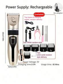 1 st uppladdningsbar hundrakapparat med låg ljudnivå, trimningssats för hundar, multifunktionsset för husdjursklippare, lämplig för rakning och frisyr för husdjur - Multifärgad - Visa 7