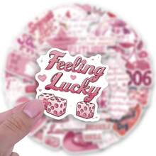 50 张粉色浪漫语录乙烯基贴纸，美观实用，适用于剪贴簿、日记、保险杠、滑板、水瓶、头盔、水杯、汽车贴纸等。 - 隨機 - 查看 5