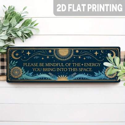 2D Flat - [2D Flat] 2D Flat, 1pc Farmhouse Style "Bring Positive Energy To This Space" Iron Wall Art Sign - Relaxing Decor For Bedroom, Living Room, Yoga Studio, Office - 10X16 Inches, 2D Flat Printed