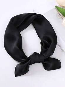 1pc Solid Color 70cm Faux Silk Printed Bandana Scarf, Minimalist Headscarf, Fashion Square Scarf, Elegant Neckerchief, Orange/Green/Red, Suitable For Halloween Costume, Headband, Gift Or Performance Scarf For Dress - 70 Satin - View 8