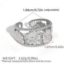 Uself 3pcs/1pc Stainless Steel Adjustable Flower Open Ring, 18K Gold PVD Coated, Waterproof High Quality Jewelry Gift For Women - Multicolor - View 7