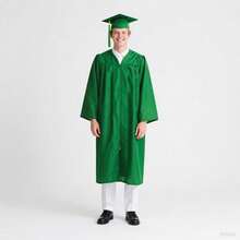 2026 Unisex Matte Graduation Gown And Cap Set With Tassel For Middle High School Bachelor - Emerald Green - View 6