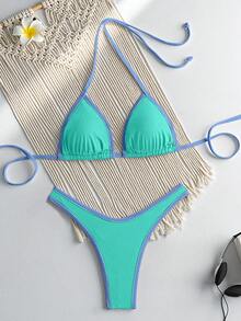 RWX VEST Triangle Bikini With Contrasting Trim And Adjustable Tie 2025 XX574 - Celeste - Ver 1