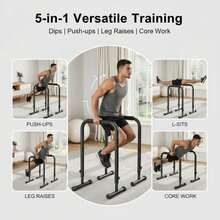 ShiningLove Heavy Duty Dip Bar Station 440LBS, Adjustable Height 32-36", Portable For Home Gym Calisthenics - Black - View 6
