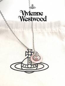 Vivienne Westwood Simonetta 系列银粉色珐琅飞行员项链，银色，黄铜 - 銀色 - 查看 6