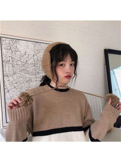 1 قطعة سماعات أذن، سماعات أذن دافئة على الطراز الكوري الجميل لطلاب الكي بوب، غطاء أذن فضفاض، سماعات أذن قابلة للطي، هدية عيد الميلاد/عيد الحب