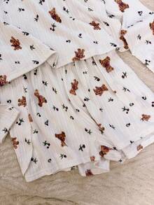 Nina Bonheur Bộ đồ ngủ 2 món dành cho nữ: Áo dài tay cổ tròn và quần short cạp chun. - trắng - Xem 5