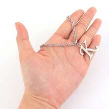 男士简约银色大字母吊坠不锈钢链项链 1 件 - 銀色 - 查看 3