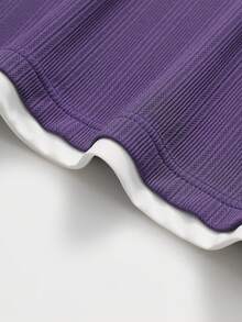 Plus Size Short Sleeve T-Shirt, Fashionable Jacquard 2 In 1, Suitable For Summer - Purple - View 8