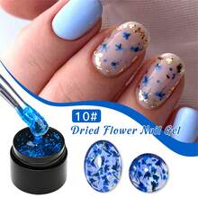 MEET ACROSS 6pcs Dried Flower Gel Nail Polish Set, Natural Flower Nail Art Painting Gel Polish Semi Permanent Soak Off UV LED Nail Varnish Nail Decoration For Summer Nails, Manicure Nail Art Design For Home And Salon Nail Supplies - Multicolor - View 6