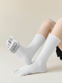 1/3 Pairs Unisex Two-Toe Ankle Socks, Spring/Summer Split Toe Thumb Socks, Black/White/Gray Pig Hoof Design Non-Slip Socks For Women - Multicolor - View 7