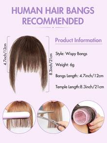 Human Hair Bangs, Invisible Extension Hair Strands, Natural And Realistic. Soft And Breathable, Easy To Wear, Ideal For Adding To Your Hairstyle When Vacationing At The Beach, Instantly Creating A Vibrant, Fresh And Charming Look. - Multicolor - View 7