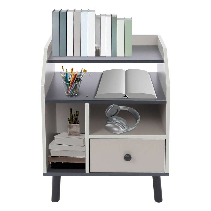 YUNRUX Nattduksbord - Grå - Visa 1