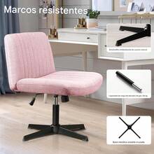 Silla Ergonómica de Oficina sin Brazos, Gris, Altura Ajustable (75-87cm), Respaldo Reclinable 20°, Giro 260°, Asiento Acolchado (63x52 cm), Base Metálica Negra (136 kg), para Hogar y Escritorio - A - Ver 5