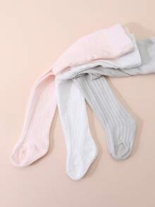 3pcs/Pack Baby Cotton Mesh Leggings - Multicolor - View 4