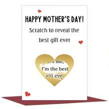 1pc Funny Mother's Day Scratch-Off Card With Envelope, Reveal Special Mother's Day Present Interactive Greeting Card For Mom, Scratch Surprise Announcement Card From Daughter Son - A - View 2