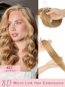 8D Nano Beads Hair Extensions,50 Strands 12-22 Inches 30g Micro Loop Human Hair Extensions, Straight Human Hair Invisible And Traceless Micro Link Human Hair, Invisible And Natural, Easy To Install, Seamless, Increase Hair Volume, Perfect For Daily Wear - Multicolor - View 62