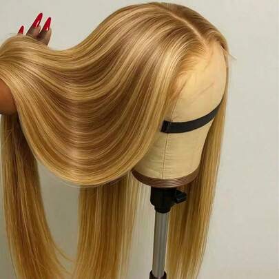 200% Density 5x5 HD Lace Closure Ombre Gradient Wig #P4/27 Honey Blonde Bob Wig, Lace Front, 13x4 HD Lace Front Short Bob Wig, Glueless Straight Wave Bob Mixed Wig, For Women