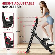 GartistGo Foldable Stair Stepper With Adjustable Handlebar & Pedals - Triangular Steel Frame, LCD Workout Display, Compact Home Climbing & Cardio Trainer - Black - View 6