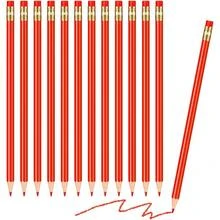 Pre-Sharpened HB Erasable Wooden Pencils With Eraser For Writing Drawing And Checking 12-Pack Red - 1 - View 2